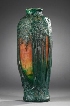 "Blown" glass vase with Trees