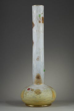 Antique A tall bud vase with a butterfly