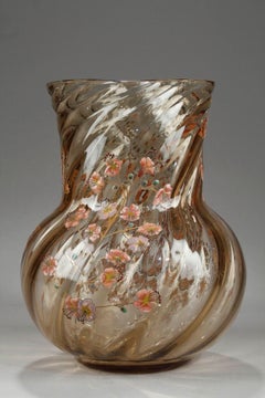 Antique Cristallerie Vase with Cherry flower branches