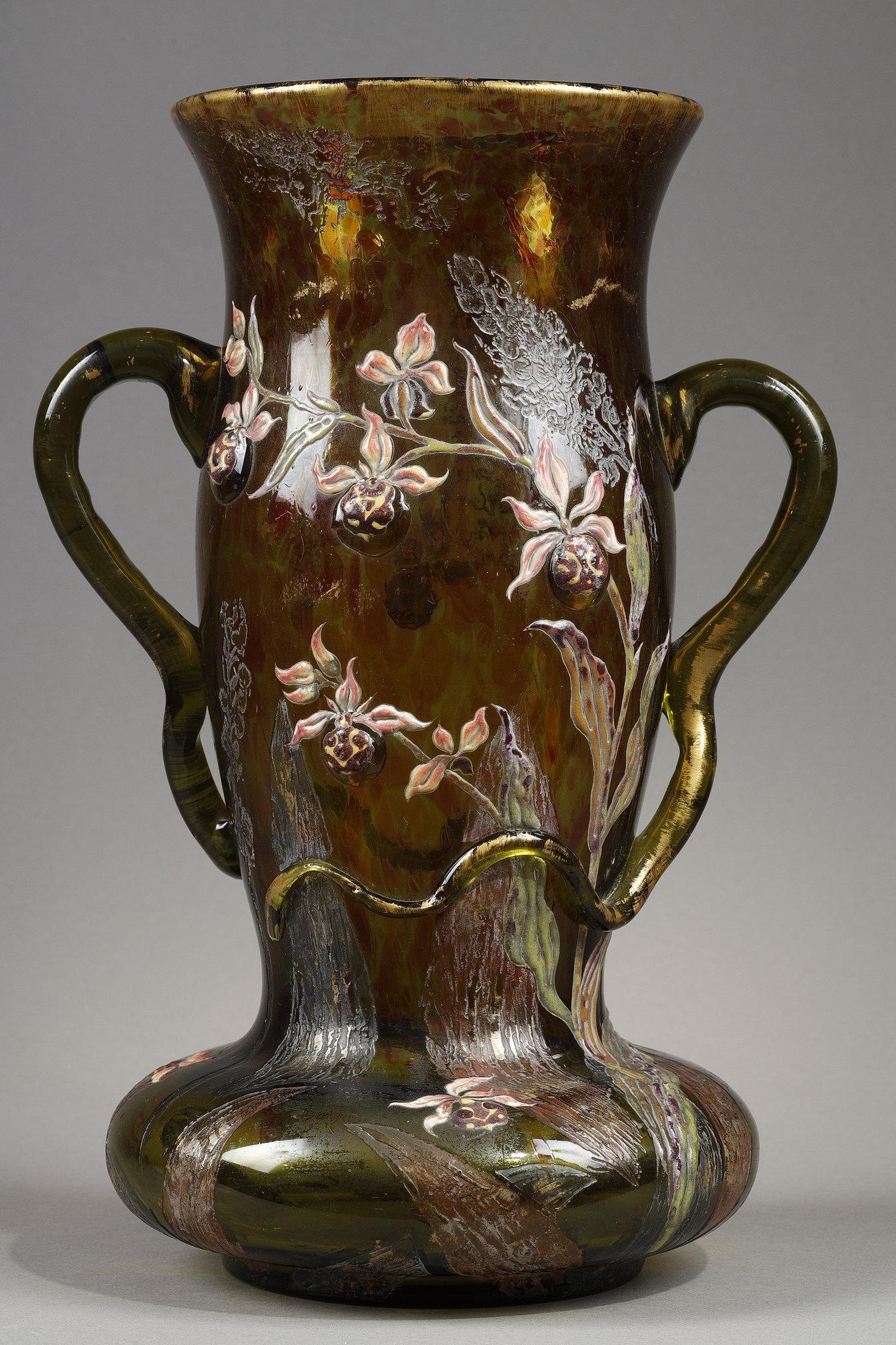 Cristallerie – Vase with Lady's Slipper - Art by Émile Gallé