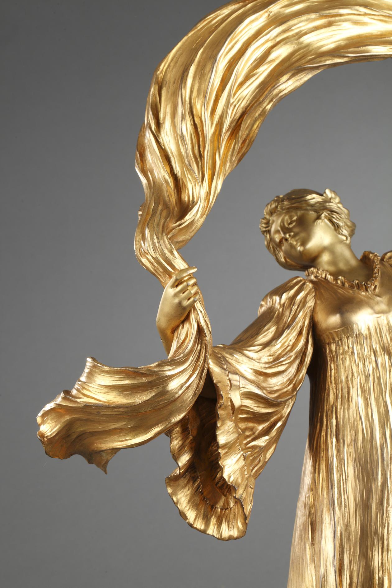 Lampe « Danseur avec l'écharpe » - Sculpture de Agathon Léonard