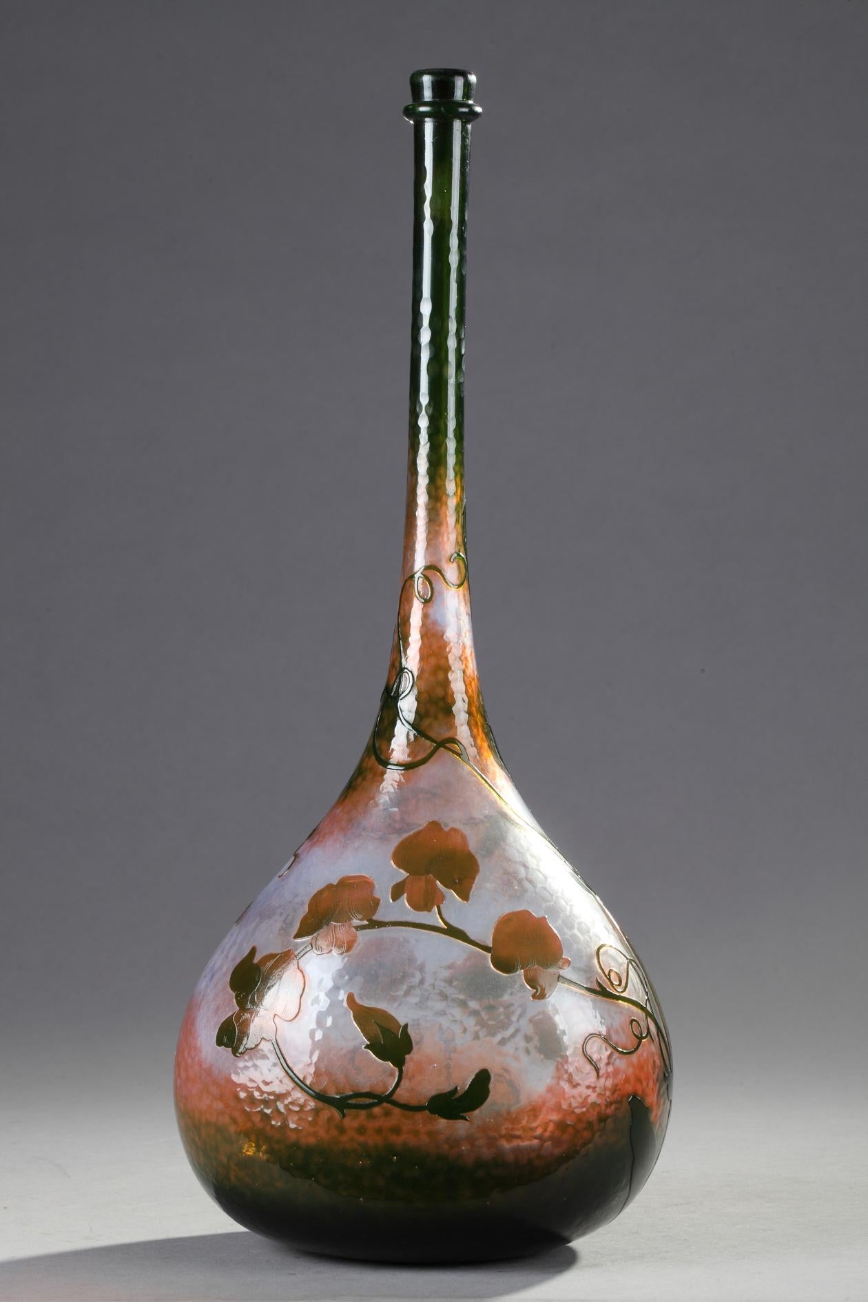 Vaso-bottiglia con Sweet Pea - Art Art Nouveau di Daum