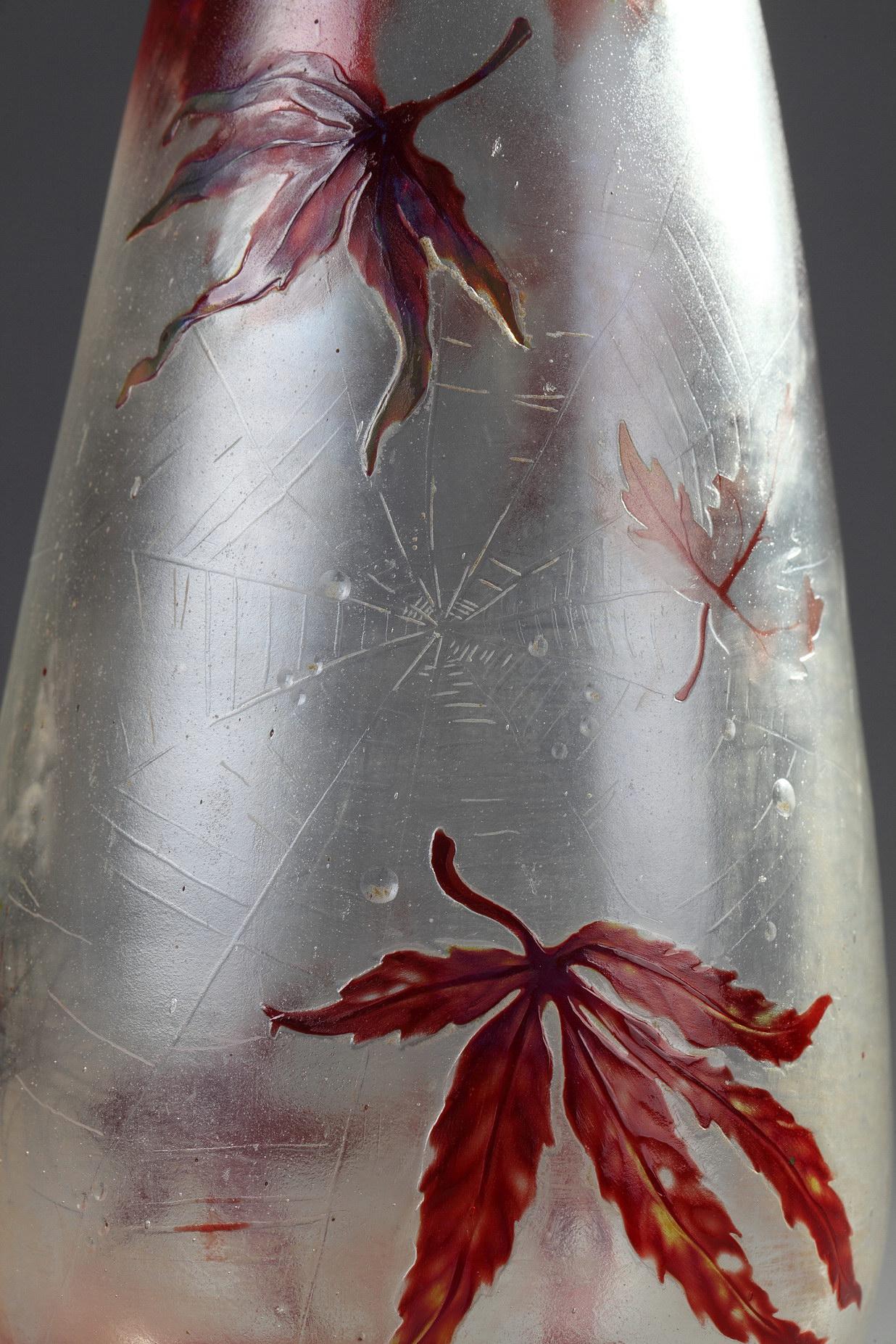Jarrón Cristallerie con Hojas de Acer - Art Art Nouveau de Émile Gallé