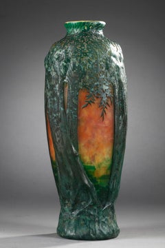 Vaso in vetro "soffiato" con alberi