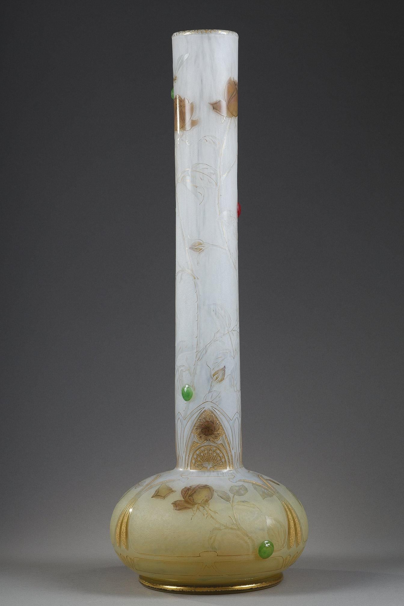 A tall bud vase with a butterfly For Sale 10