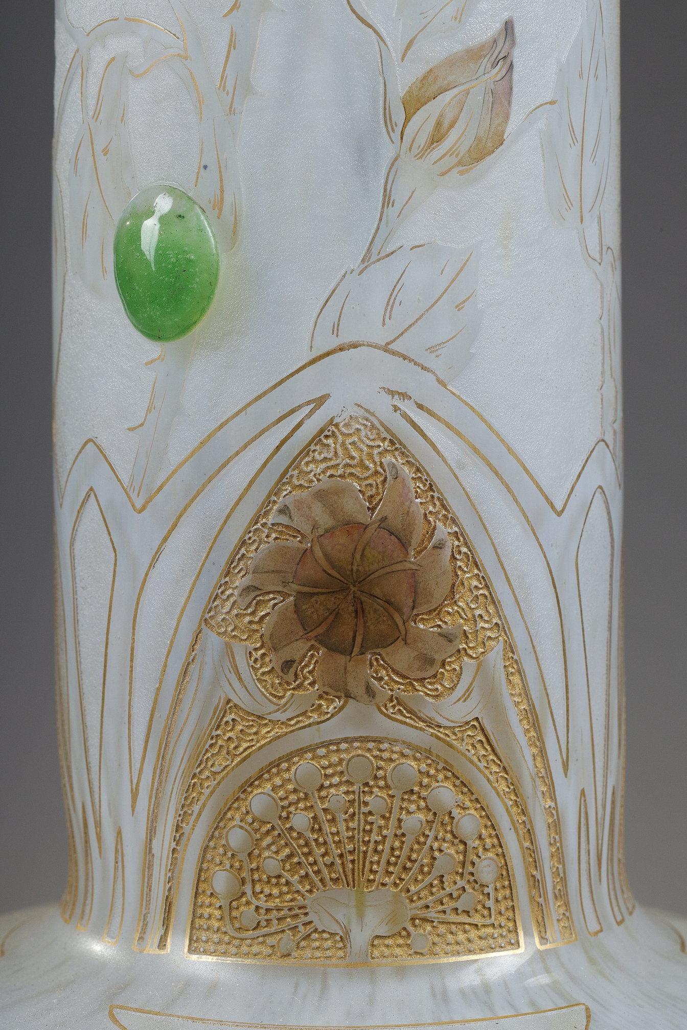 A tall bud vase with a butterfly For Sale 9