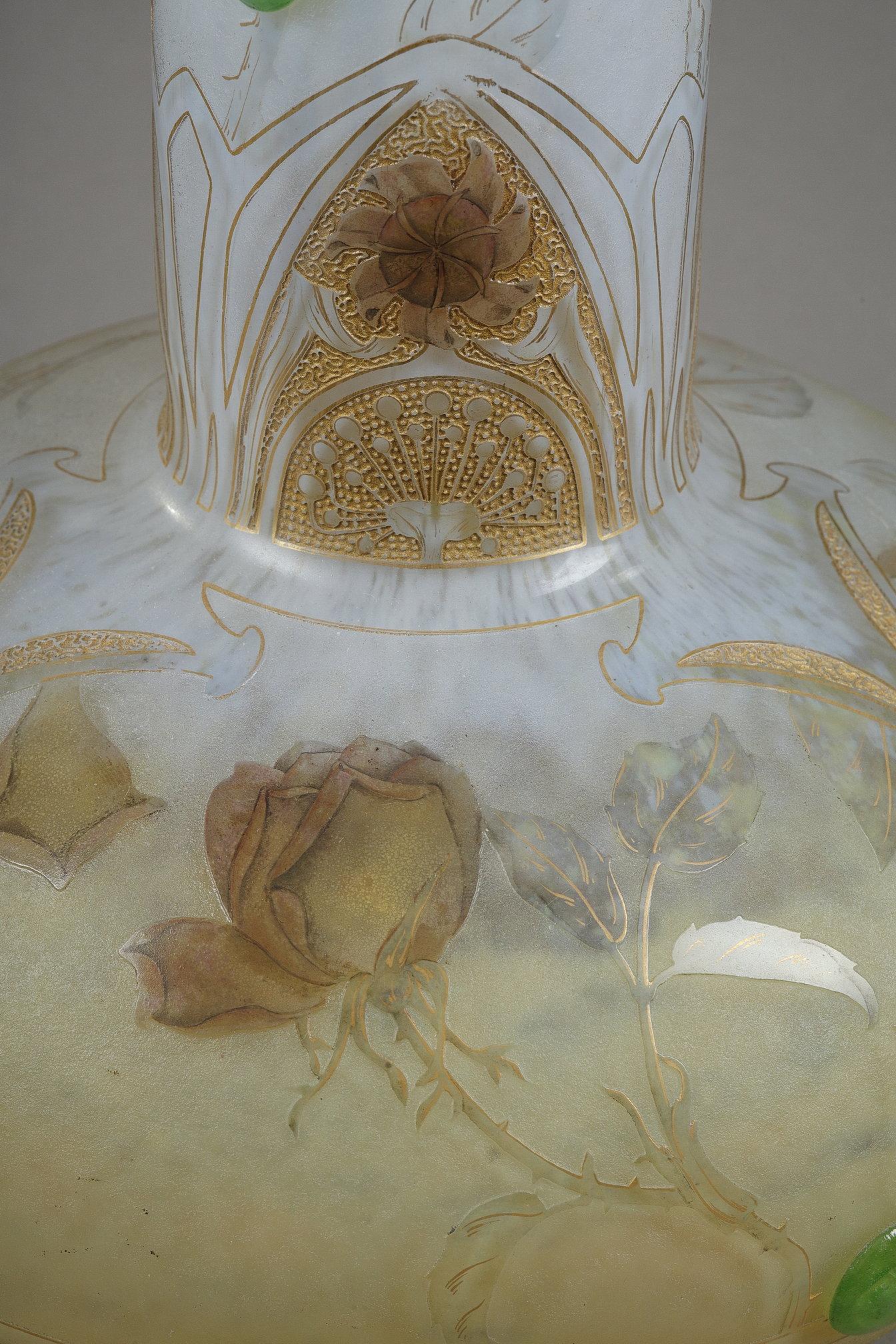 A tall bud vase with a butterfly For Sale 8