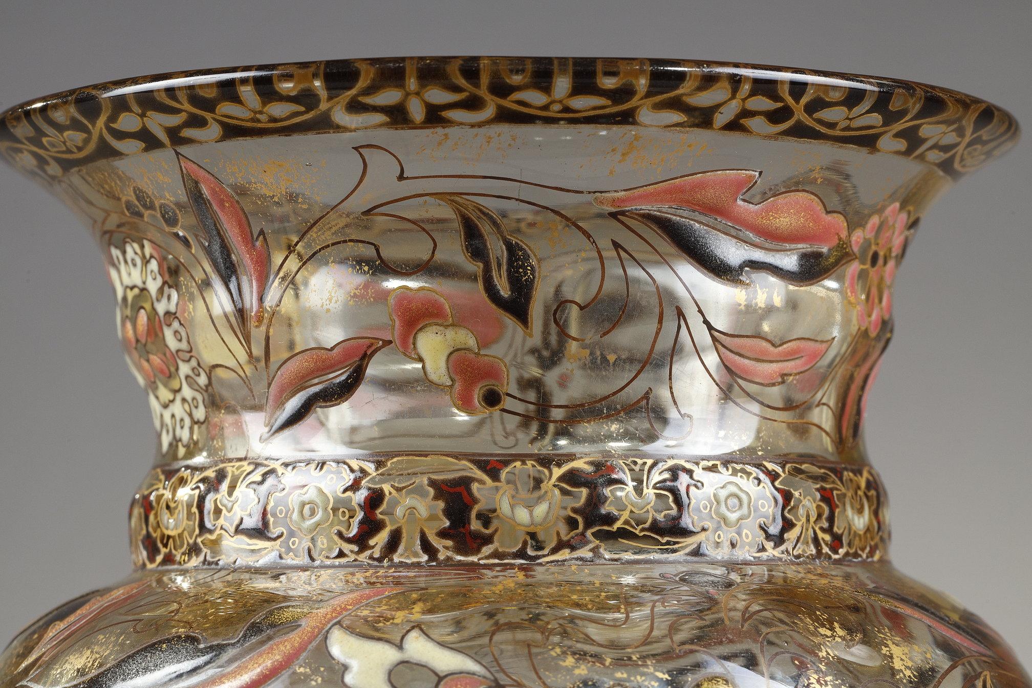 Flowery Cristallerie Vase For Sale 3