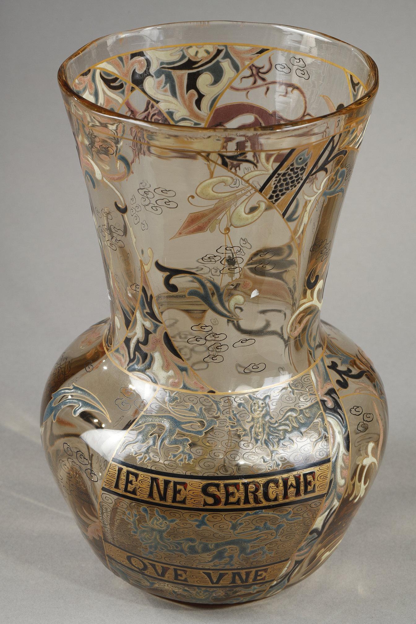 Vase en verre « Je ne cherche qu'une » - Art nouveau Art par Émile Gallé