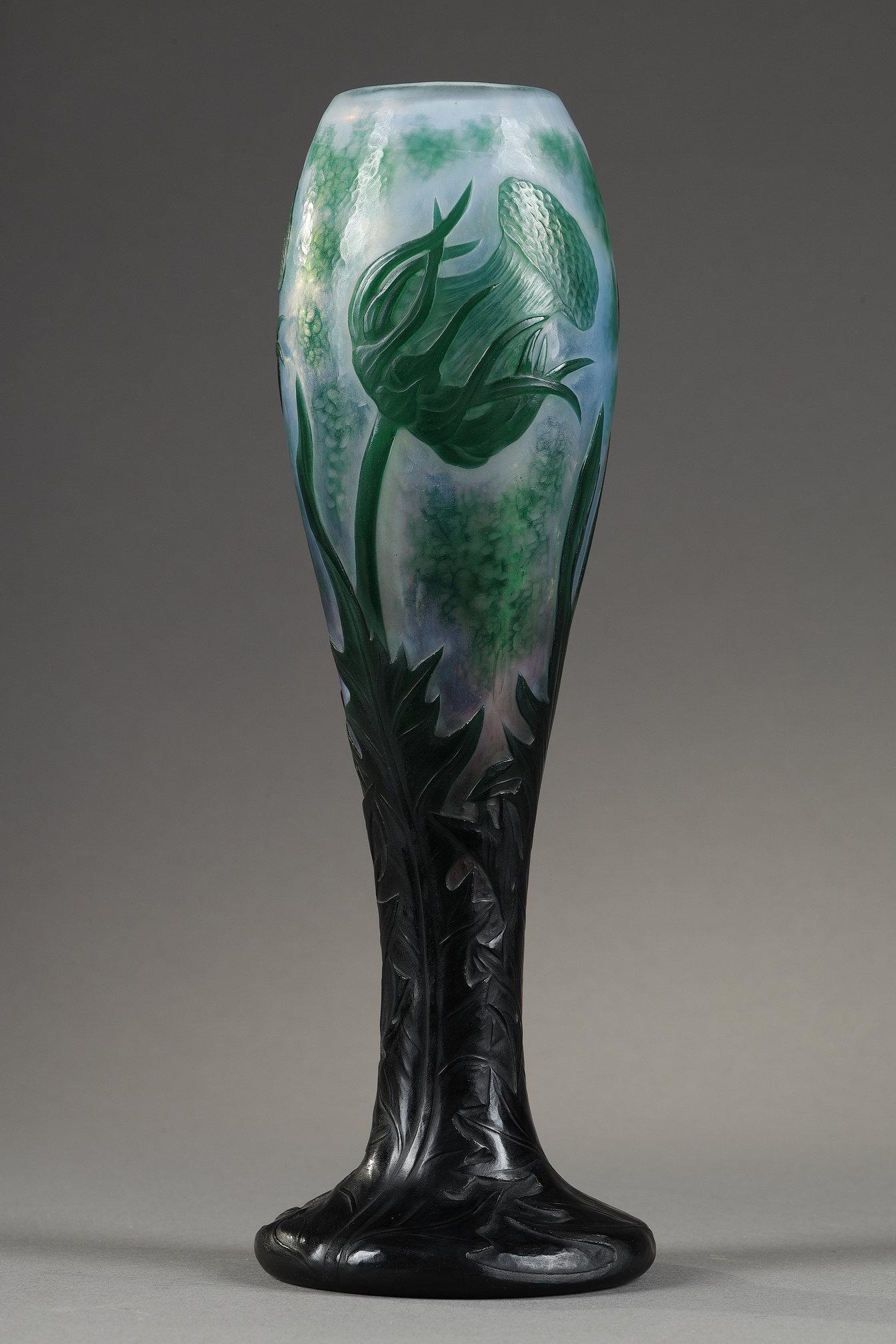 Vaso con denti di leone - Art Art Nouveau di Daum