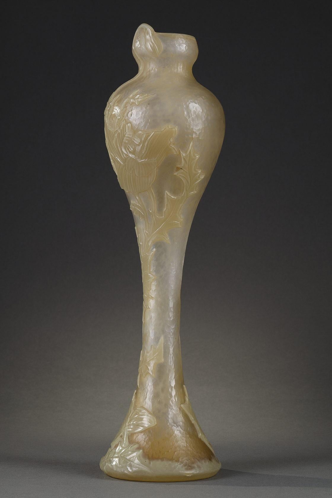 Vaso di boccioli con papaveri - Art Art Nouveau di VERRERIE D'ART DE LORRAINE
