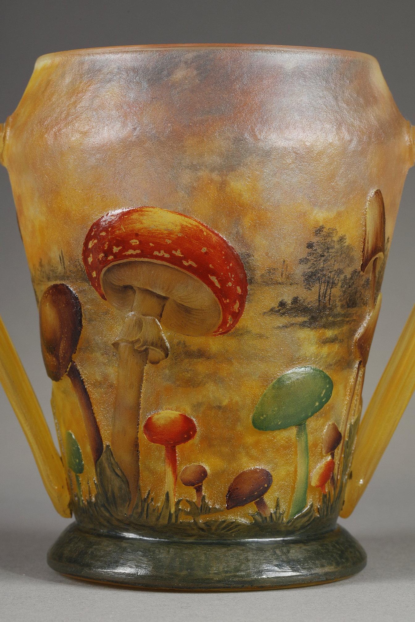Vase with Mushrooms - Art Nouveau Art by Daum