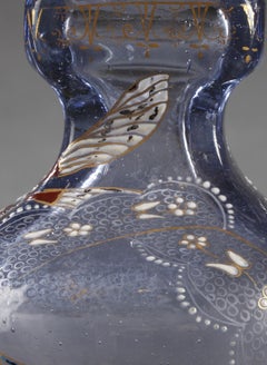 A "Moonlight" Cristallerie Vase with Damselfly