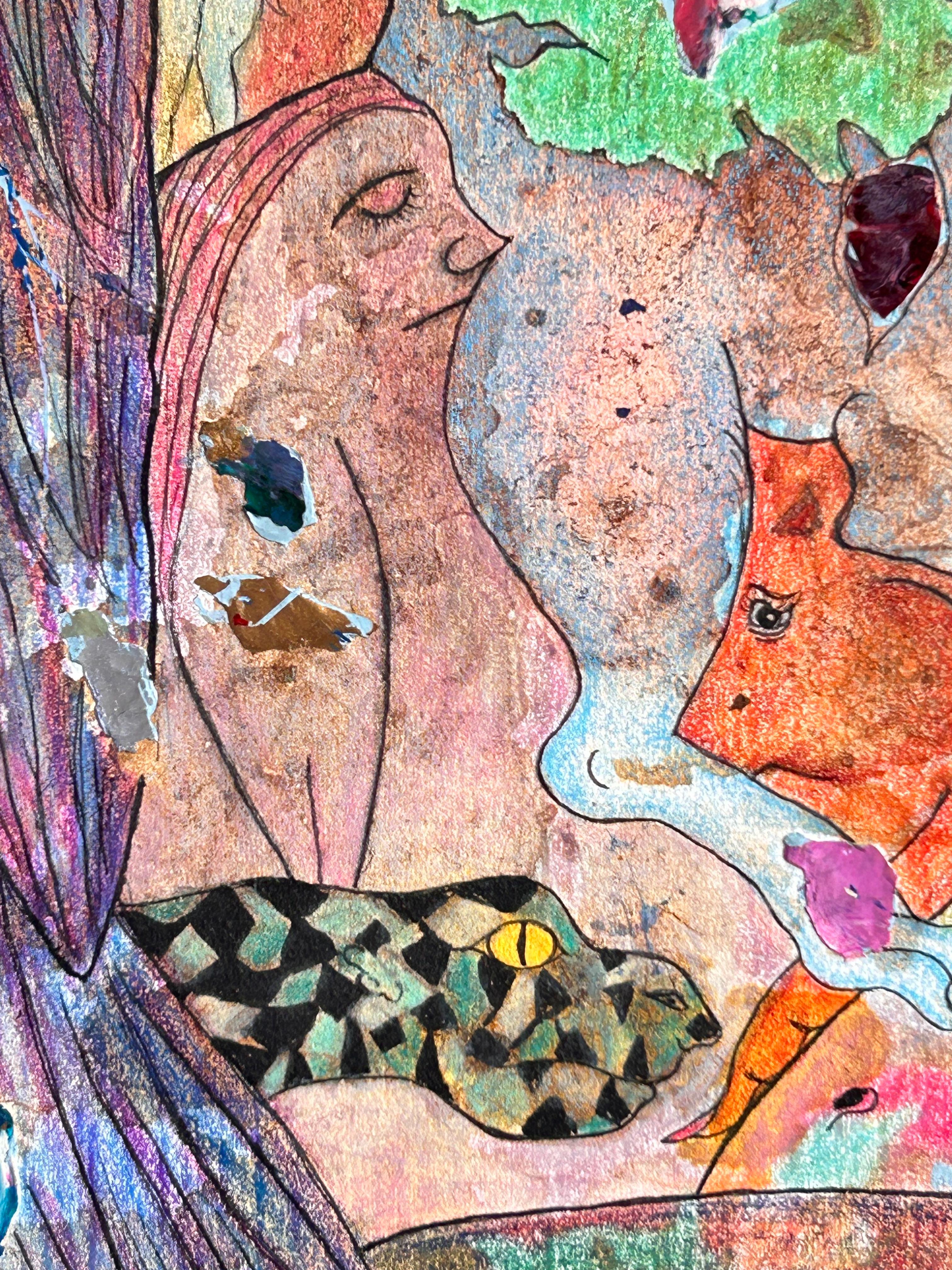 „Old love, new love“ Zeichnung, Acryl, Tinte und Buntstifte von L-Xiua 2