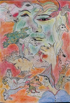 Zeichnung, Pastell, Tinte und Buntstifte. "Freie Geister"