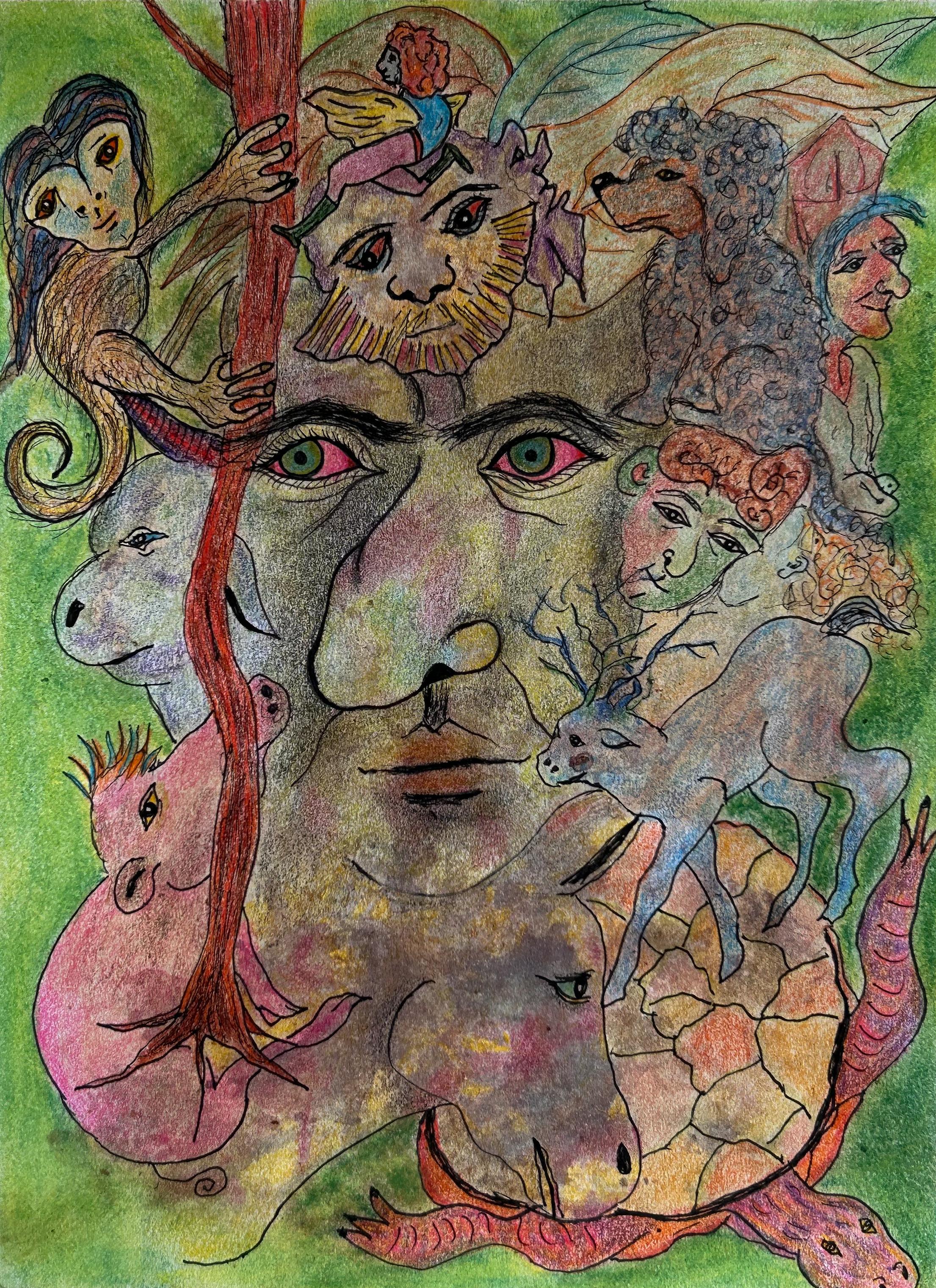Lo que no se ve. Dibujo, pastel, tinta y lápices de colores