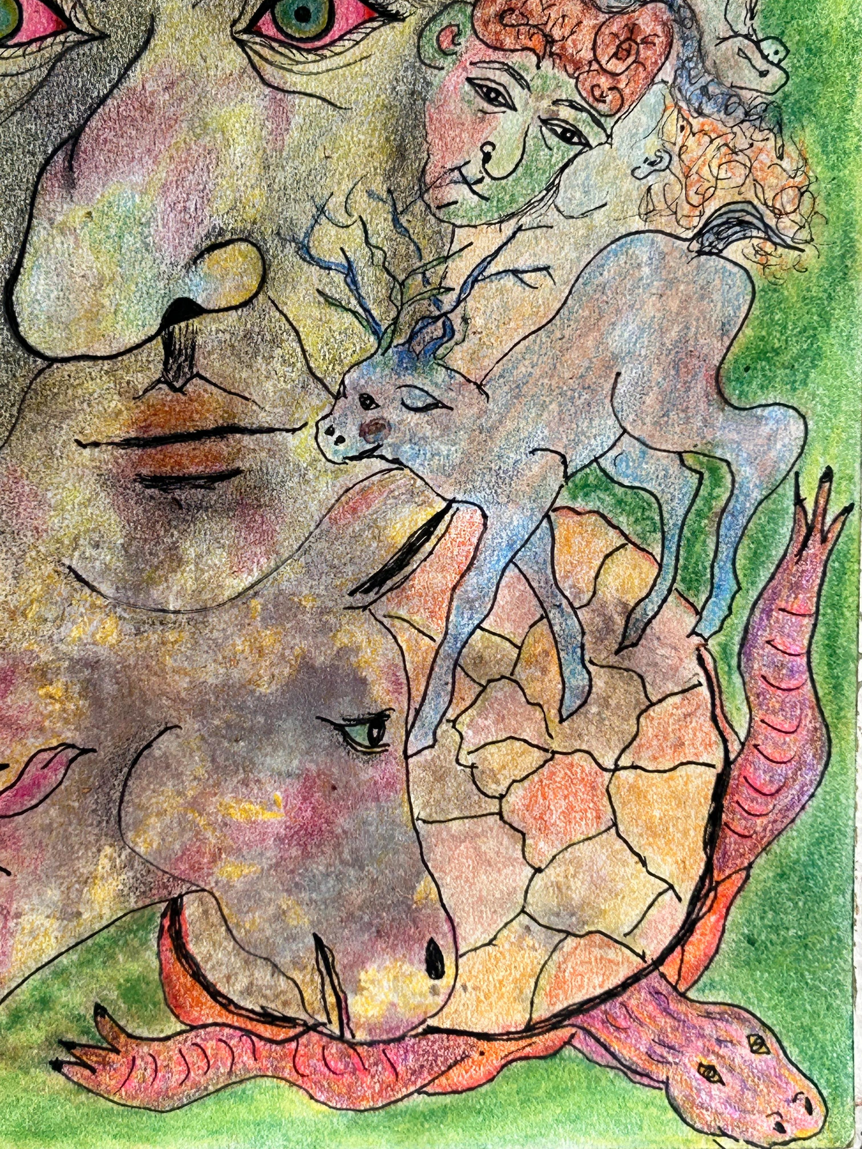 The unseen. Drawing, pastel, ink and colored pencils - Art by Luis Alexander Rodríguez (Ie-Xiua)