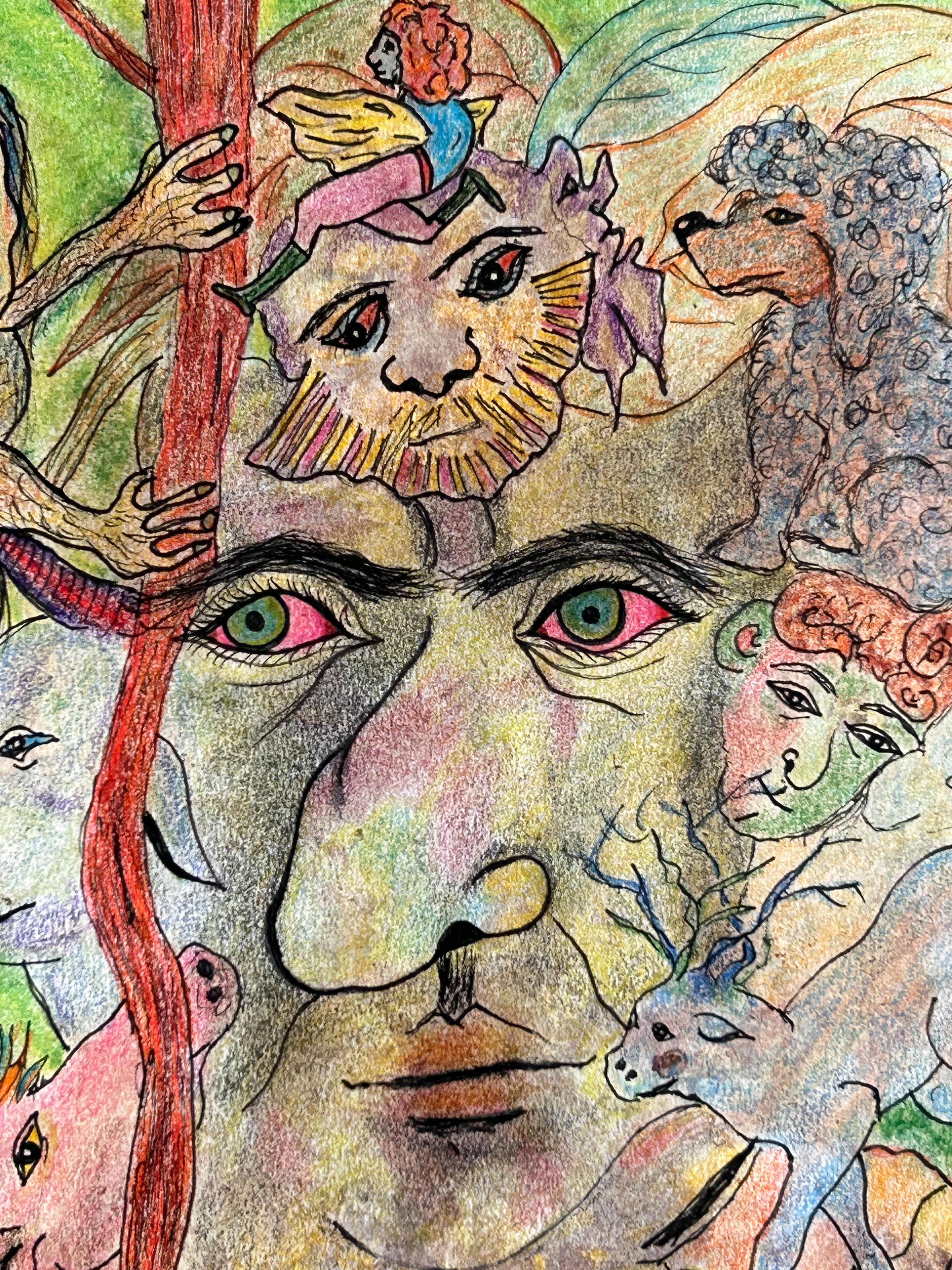 The unseen. Drawing, pastel, ink and colored pencils - Contemporary Art by Luis Alexander Rodríguez (Ie-Xiua)