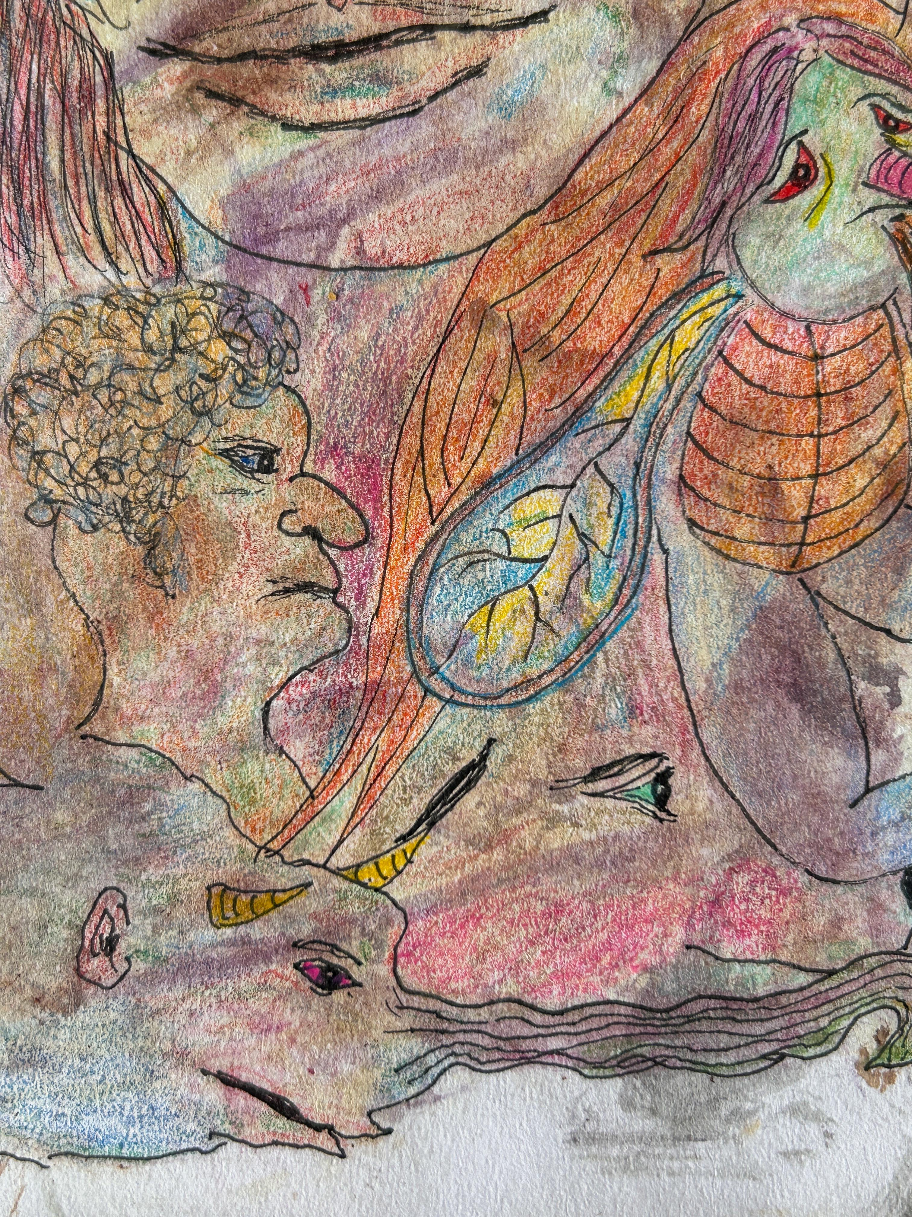 Drawing, Ink And Colored Pencils On Paper. 
