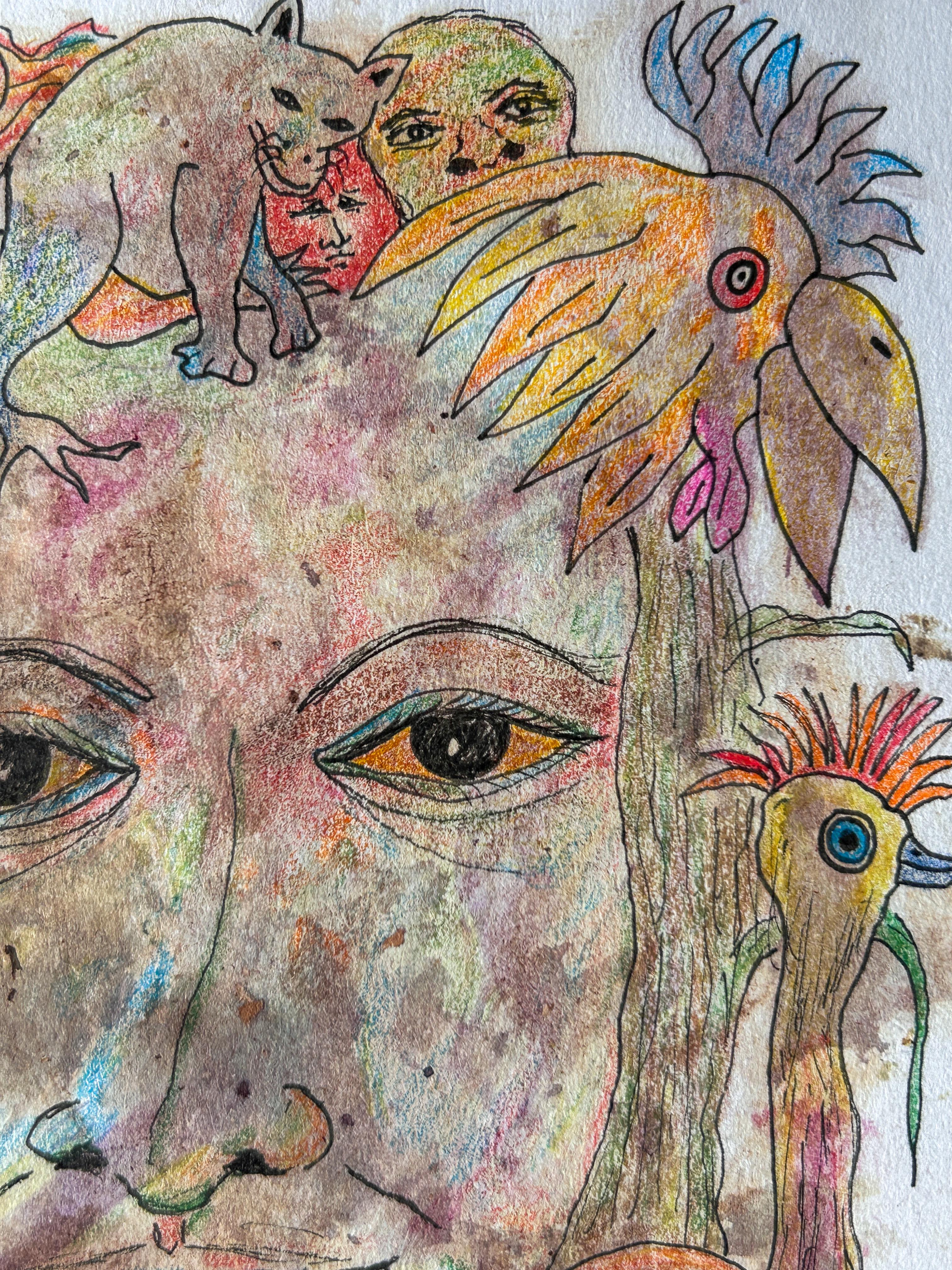 Drawing, Ink And Colored Pencils On Paper. 