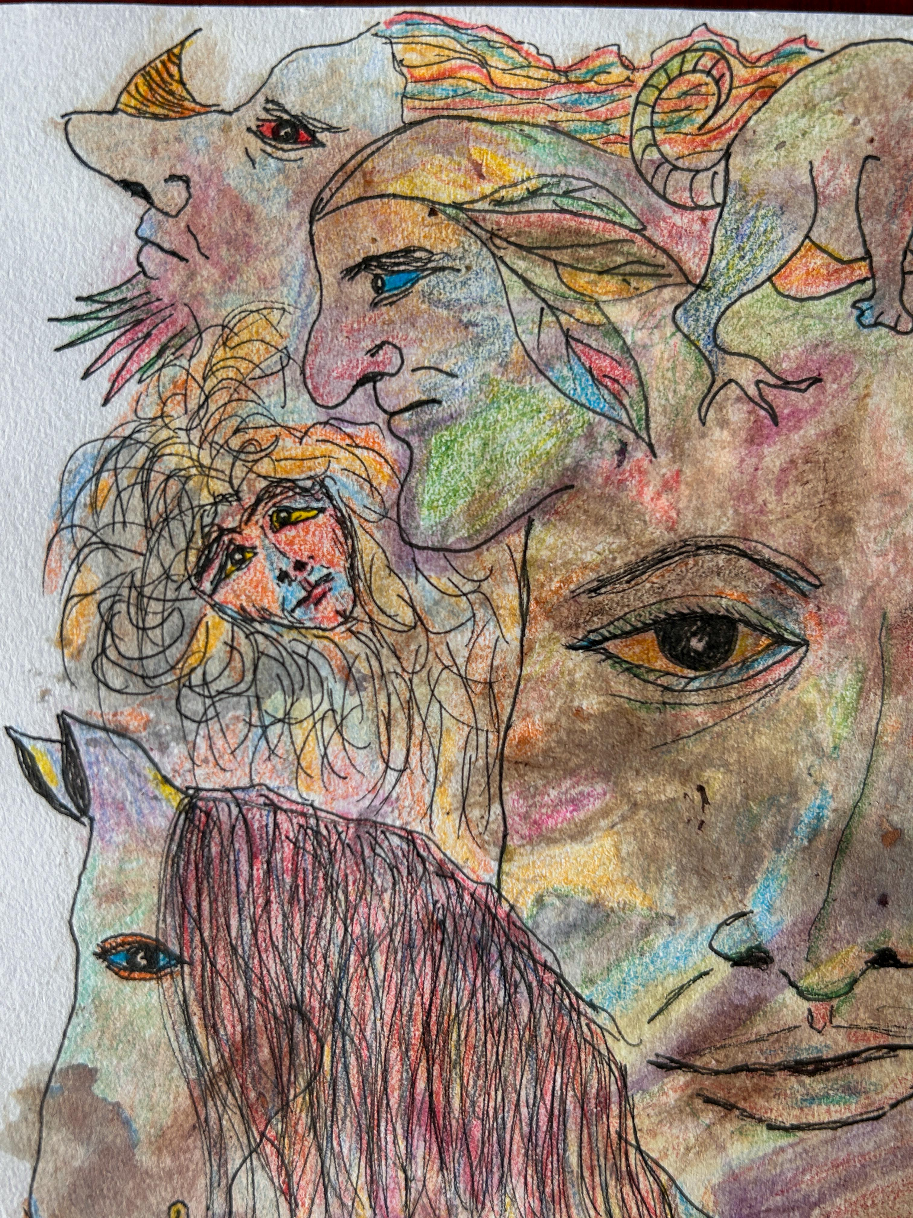 Drawing, Ink And Colored Pencils On Paper. 