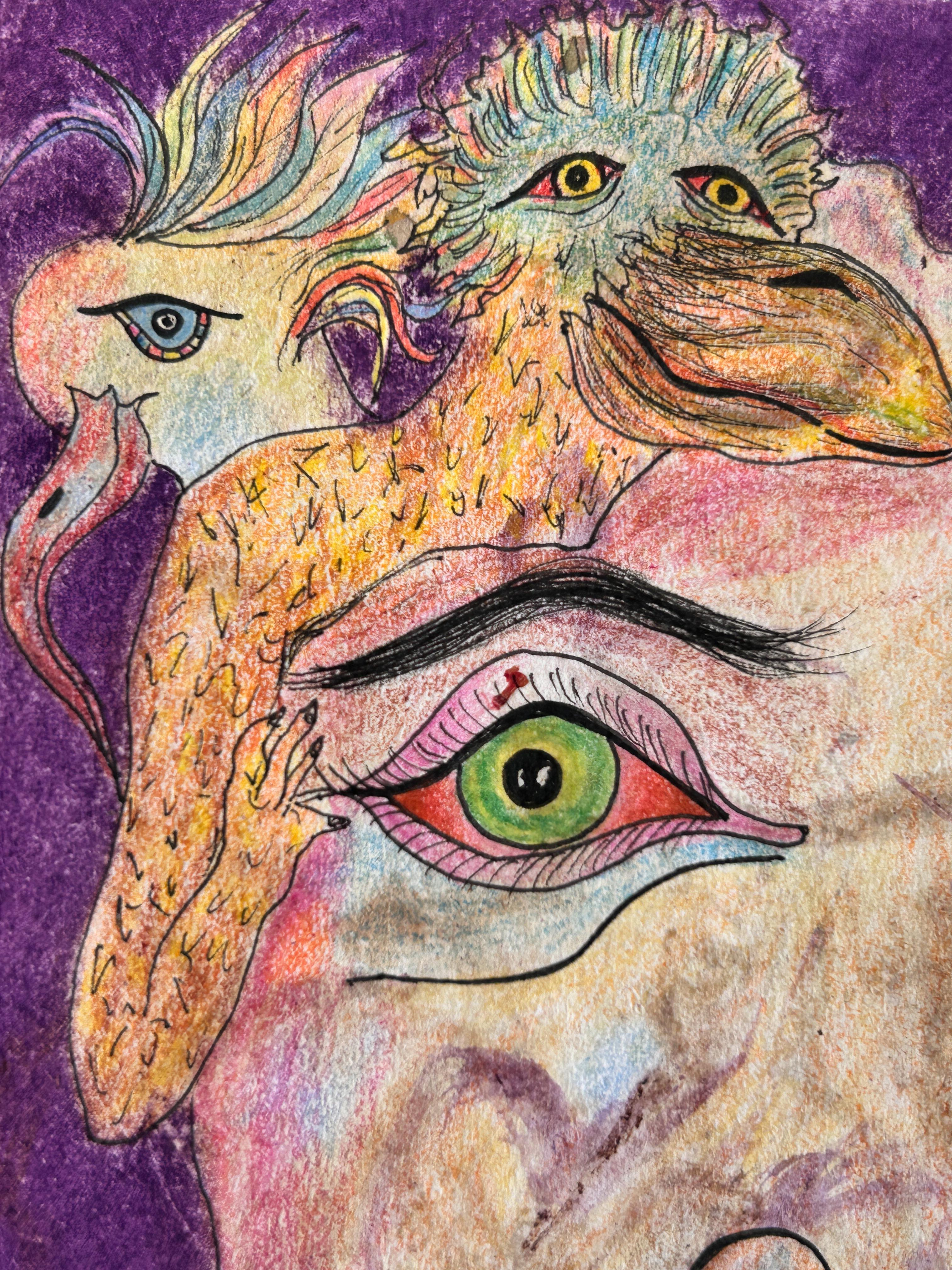 Draw, pastel, Ink and Colored Pencils. 