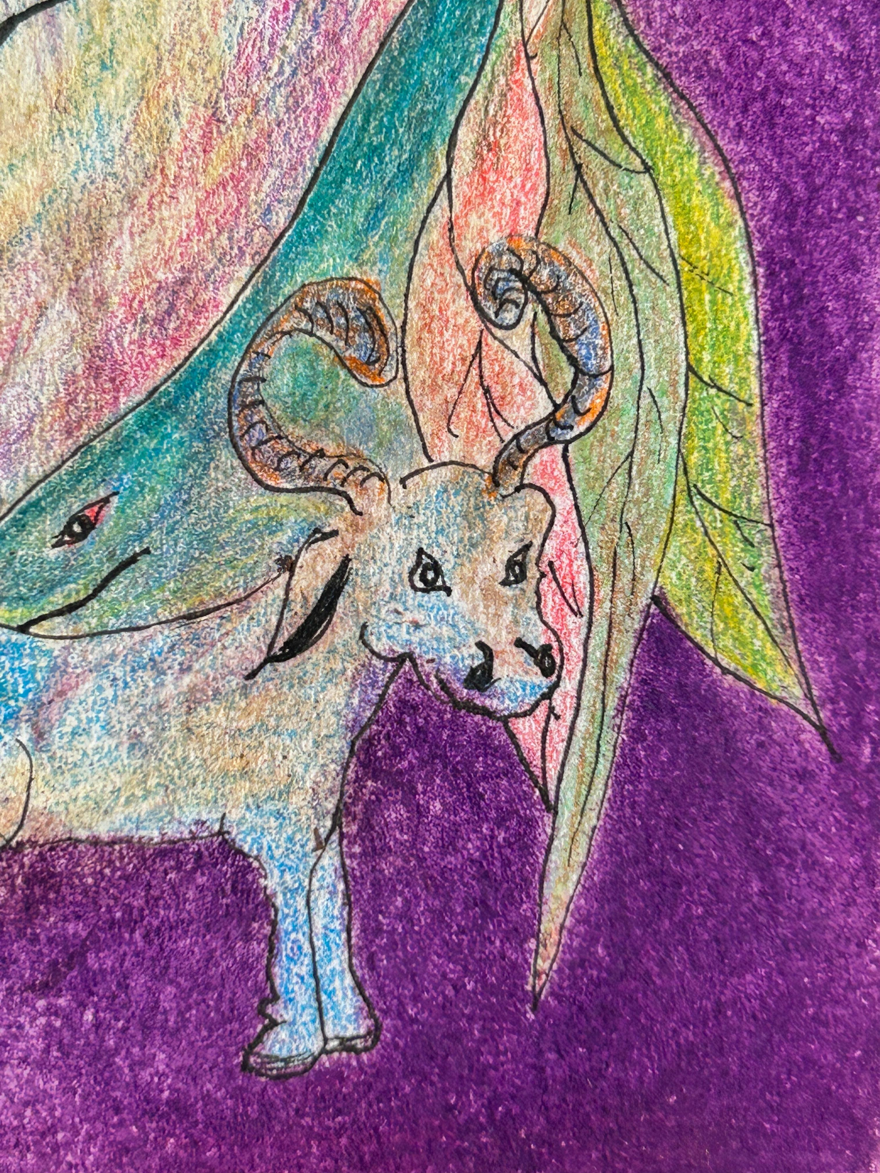 Draw, pastel, Ink and Colored Pencils. 