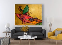 Dessin contemporain "The essential". Crayons pastel, encre et couleurs