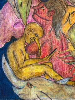 Disegno, barretta ad olio, inchiostro e matite colorate. "I doni della pazienza"