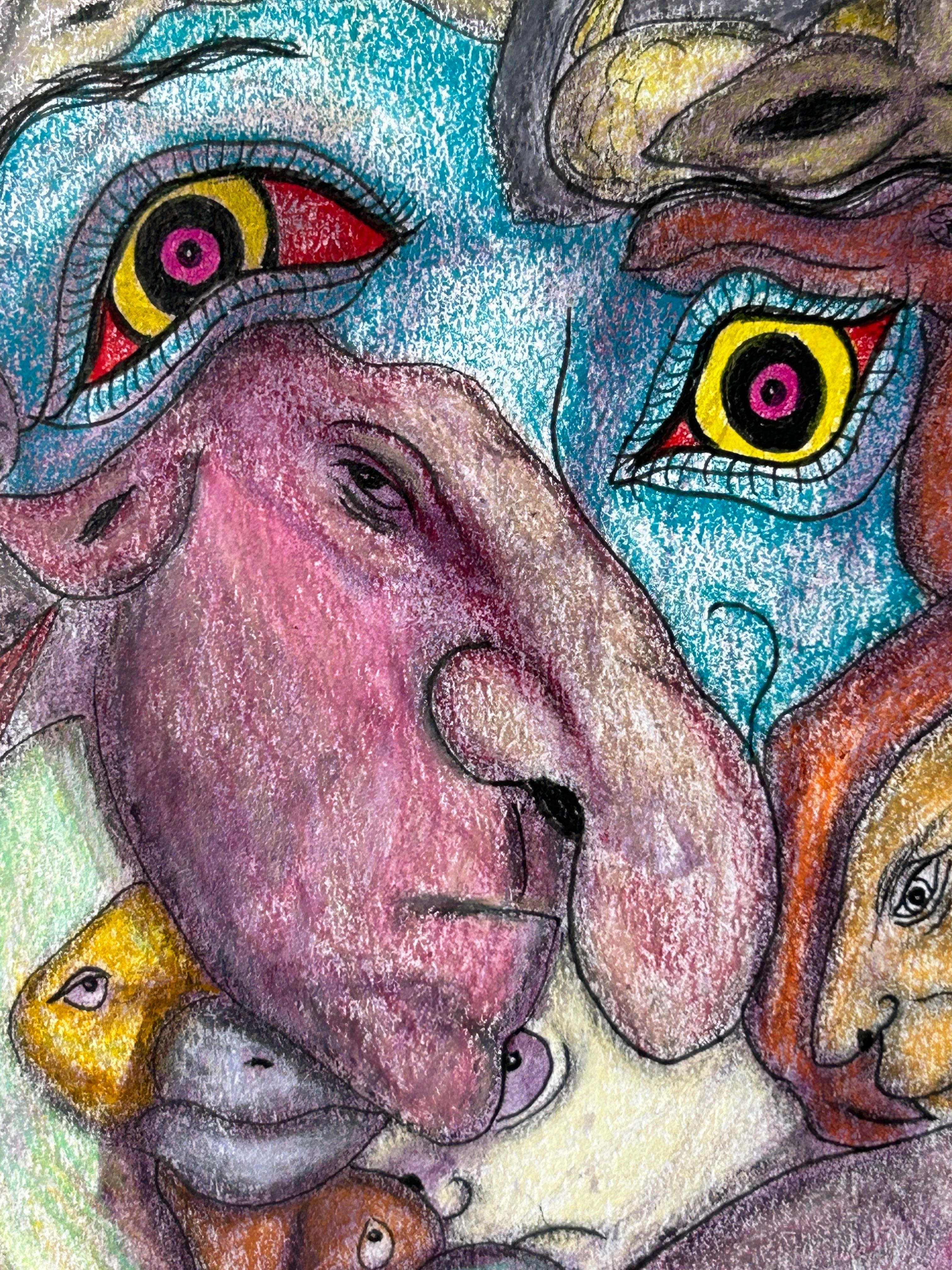 Zeitgenössische Buntstiftzeichnung. Unbenannt (Braun), Figurative Art, von Luis Alexander Rodríguez (Ie-Xiua)
