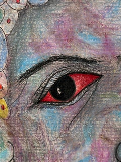 Dessin contemporain au crayon de couleur. Sans titre