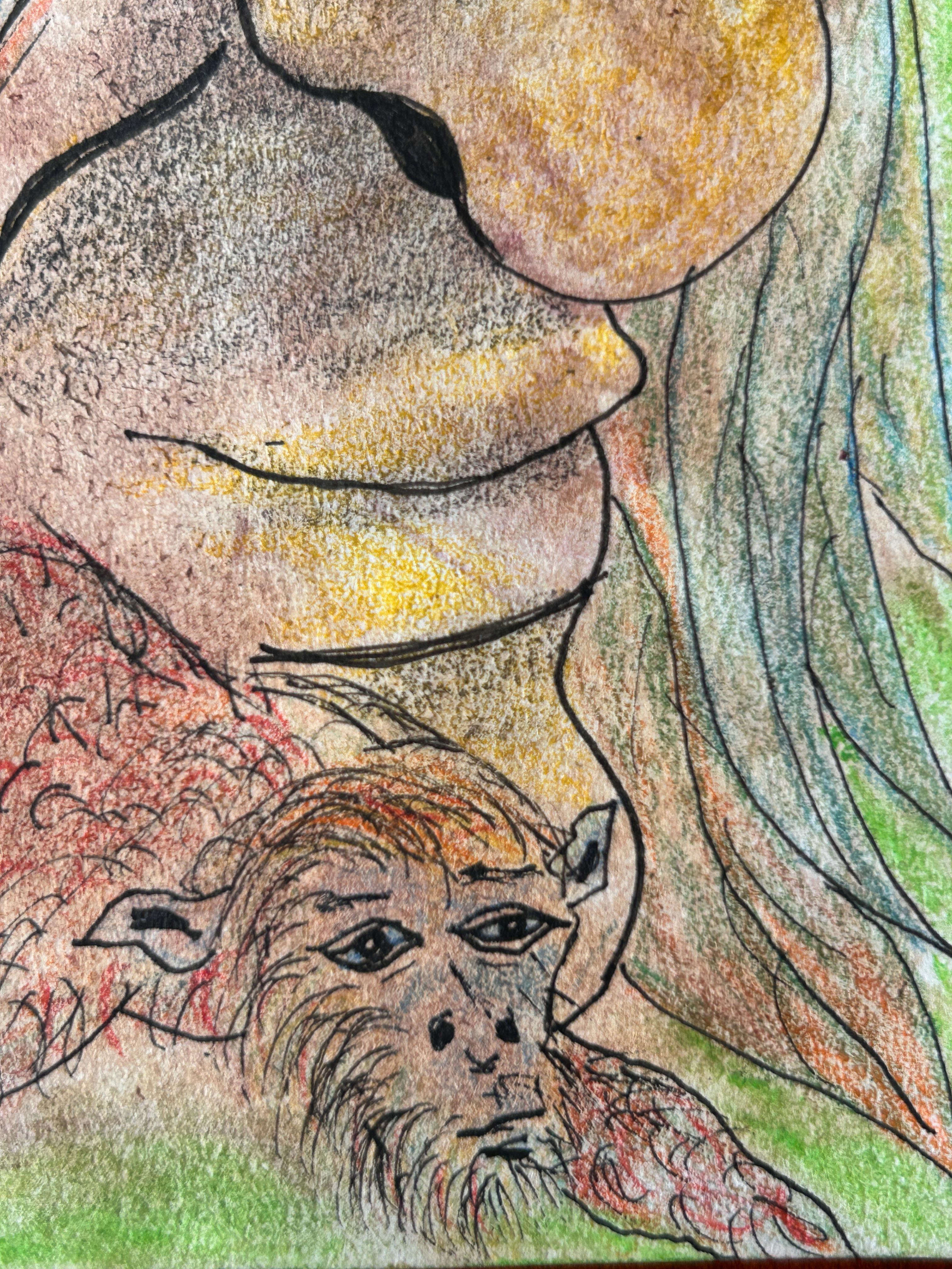 Drawing, Pastel, Ink and Colored Pencils. 