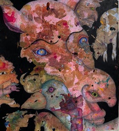 Disegno contemporaneo "L'essenziale". Pastello, inchiostro e matite colorate