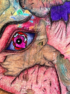 Dibujo a tinta, lápices de colores y pastel al óleo sobre papel. "Encuentros Eternos"