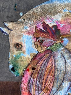 Ink Drawing, Colored Pencils, and Oil Pastel on Paper. “Disconnecting From Life”