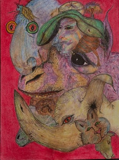 Drawing on Paper Colored Pencils and Pastel on Fuchsia. "Journey to Bolivia