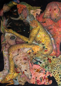 Disegno a tecnica mista senza titolo, acrilico e inchiostro su carta, 50x72 cm