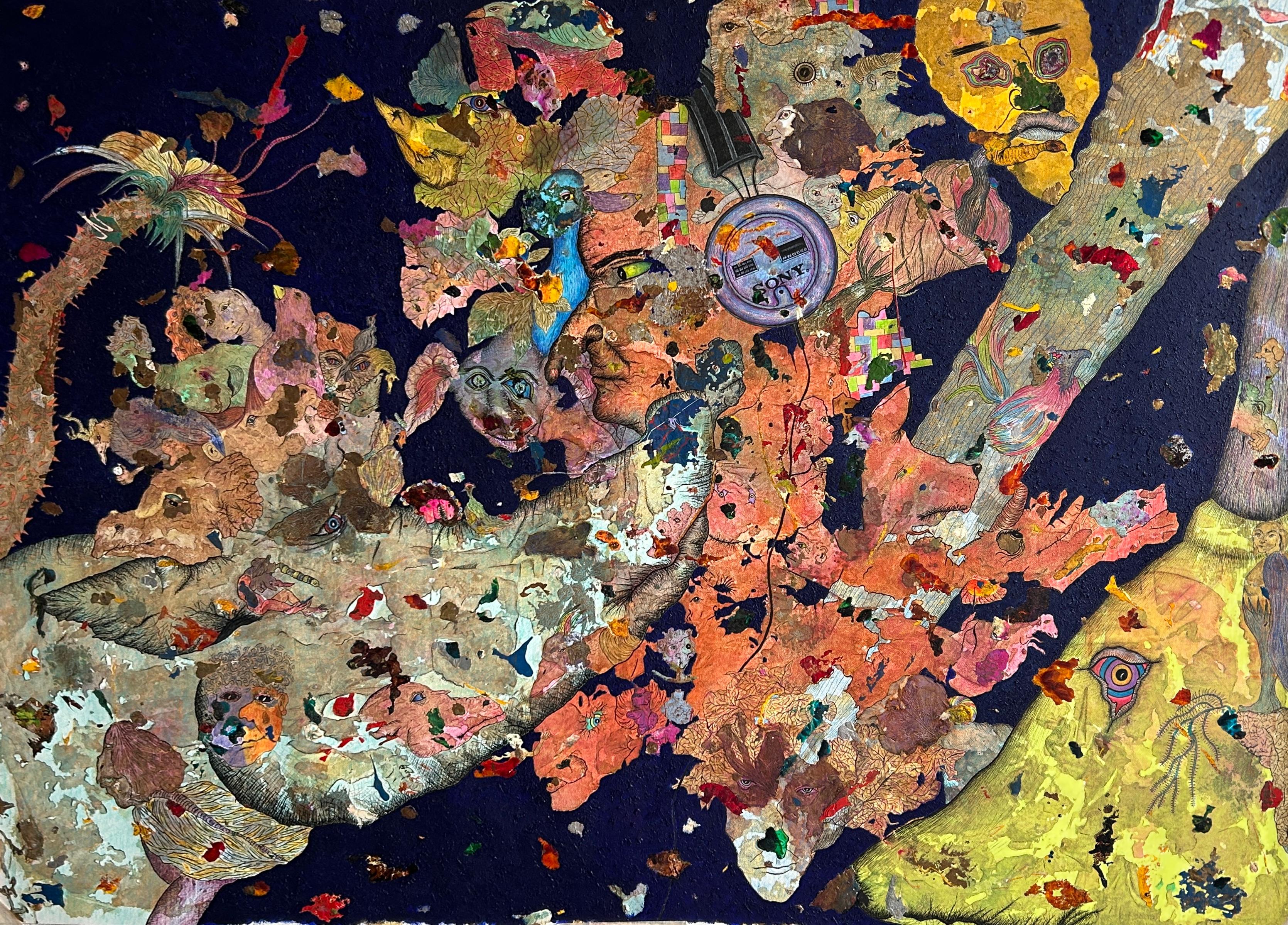 Untitled Mixed Media Drawing, Acrylic and Ink on Paper, 50x72 cm