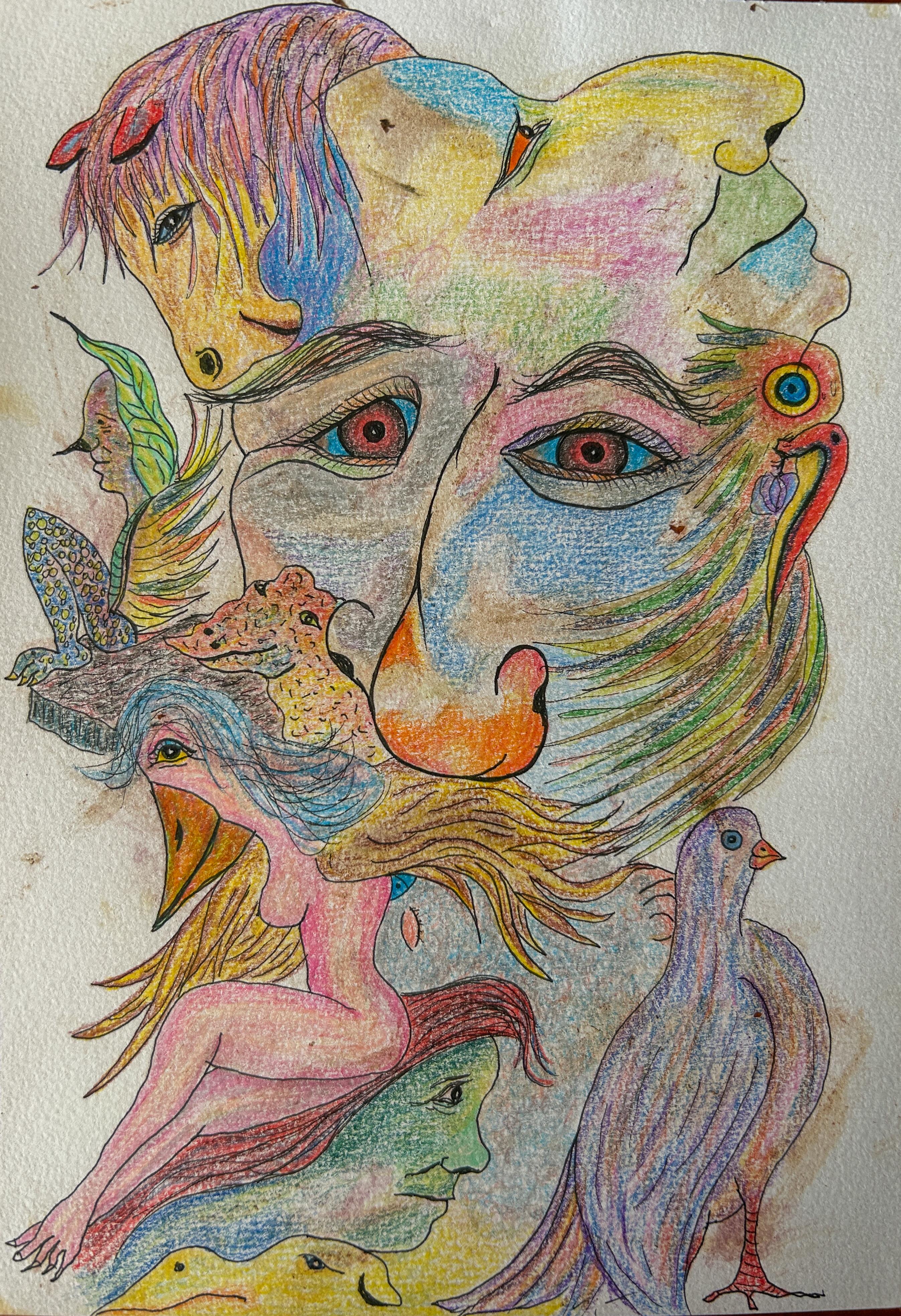 Evocation Drawing, Contemporary Ink and Colored Pencil on Paper