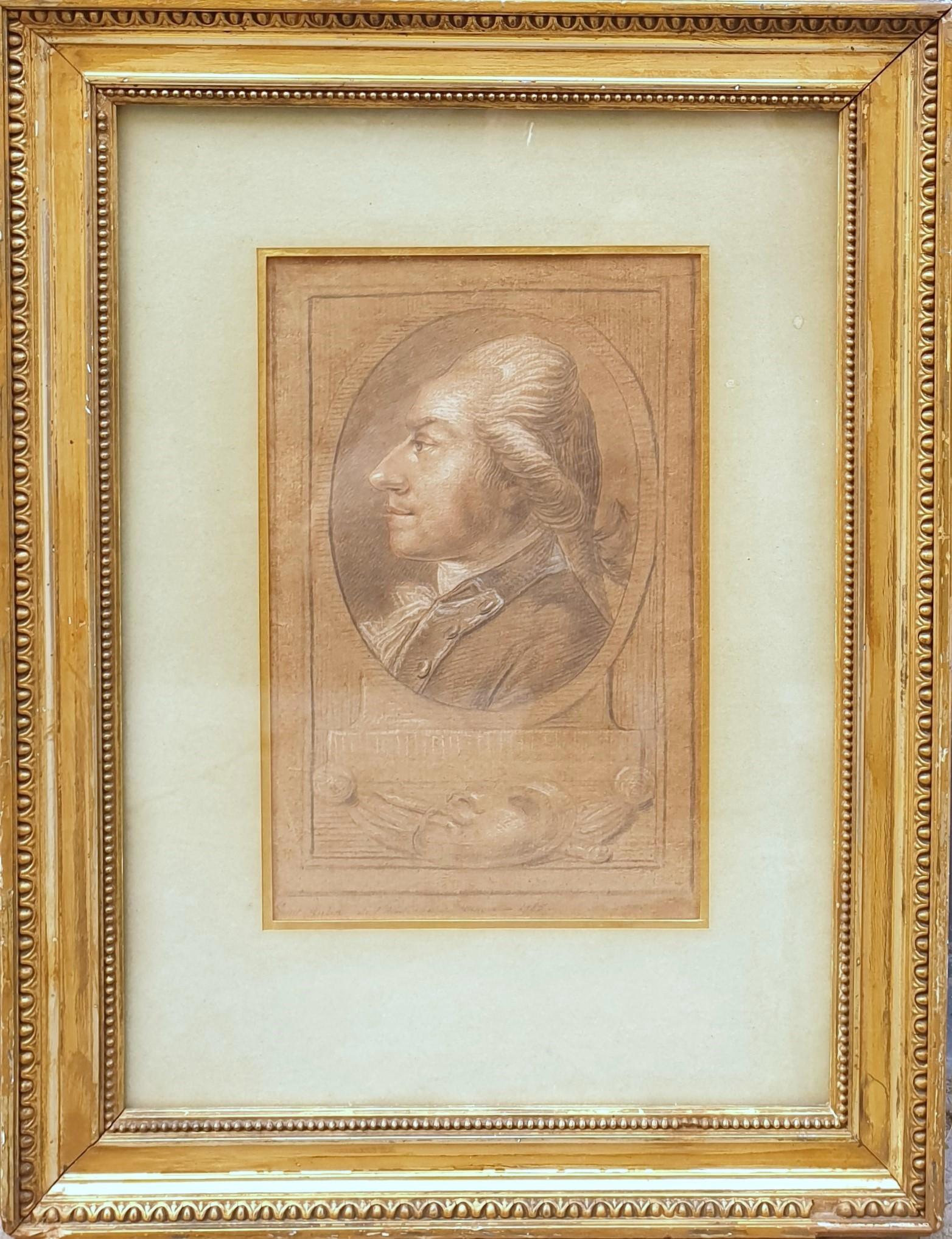 French school Drawing 18th Portrait Ténor SAINT AUBIN three chalks Paris Opéra  - Art by Unknown