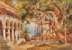 Watercolor German American Painter ROHRBECK India Palace Panorama Milwaukee 19th