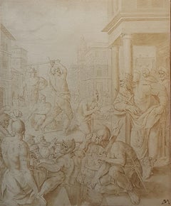 Drawing Ink 16th 17th Flemish DE VOS Religious Martyrdom of James The Great