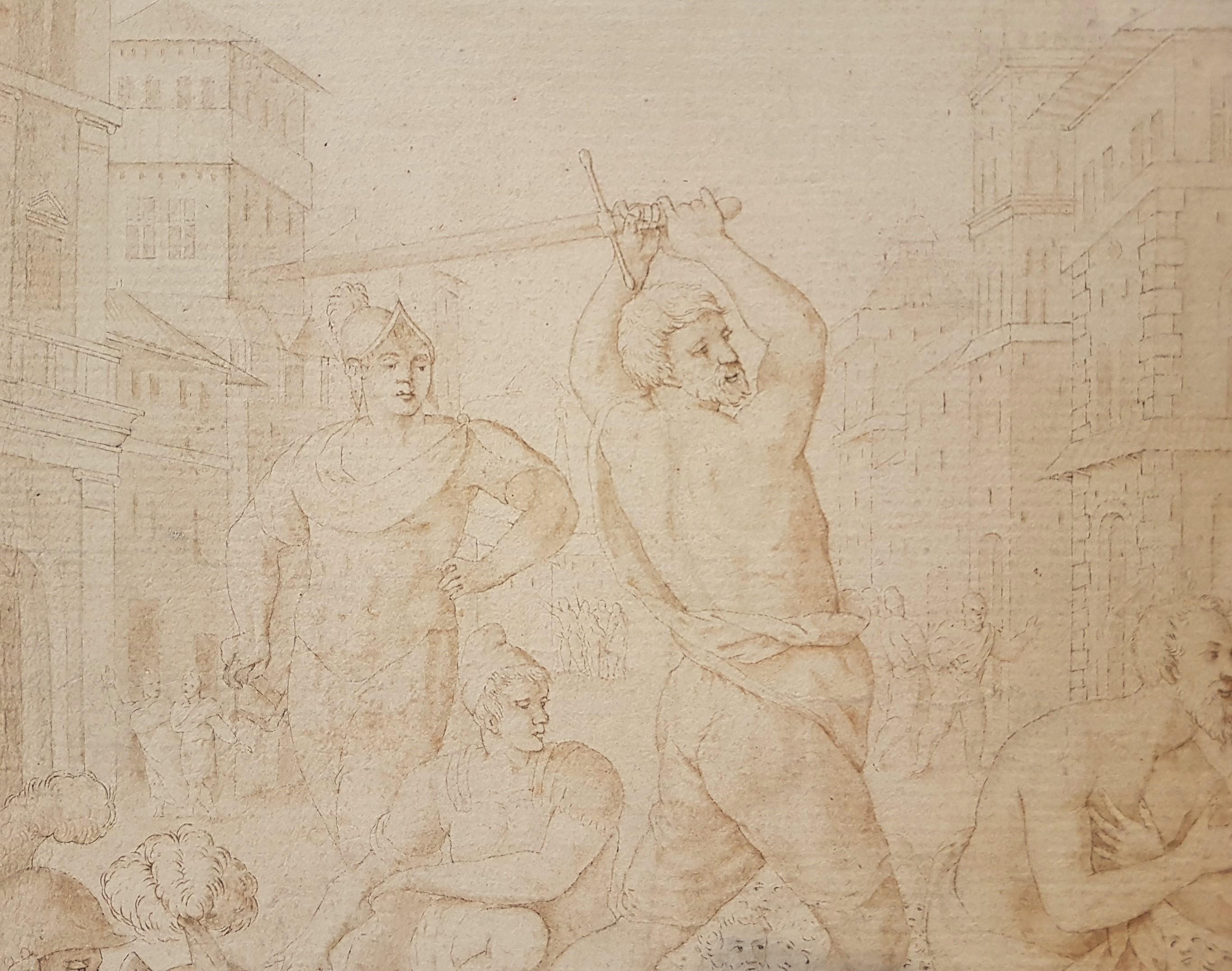 Zeichnungs Tinte 16. 17. Flämisches DE VOS Religiöses Martyrdom von James dem Großen (Alte Meister), Art, von Marteen De Vos