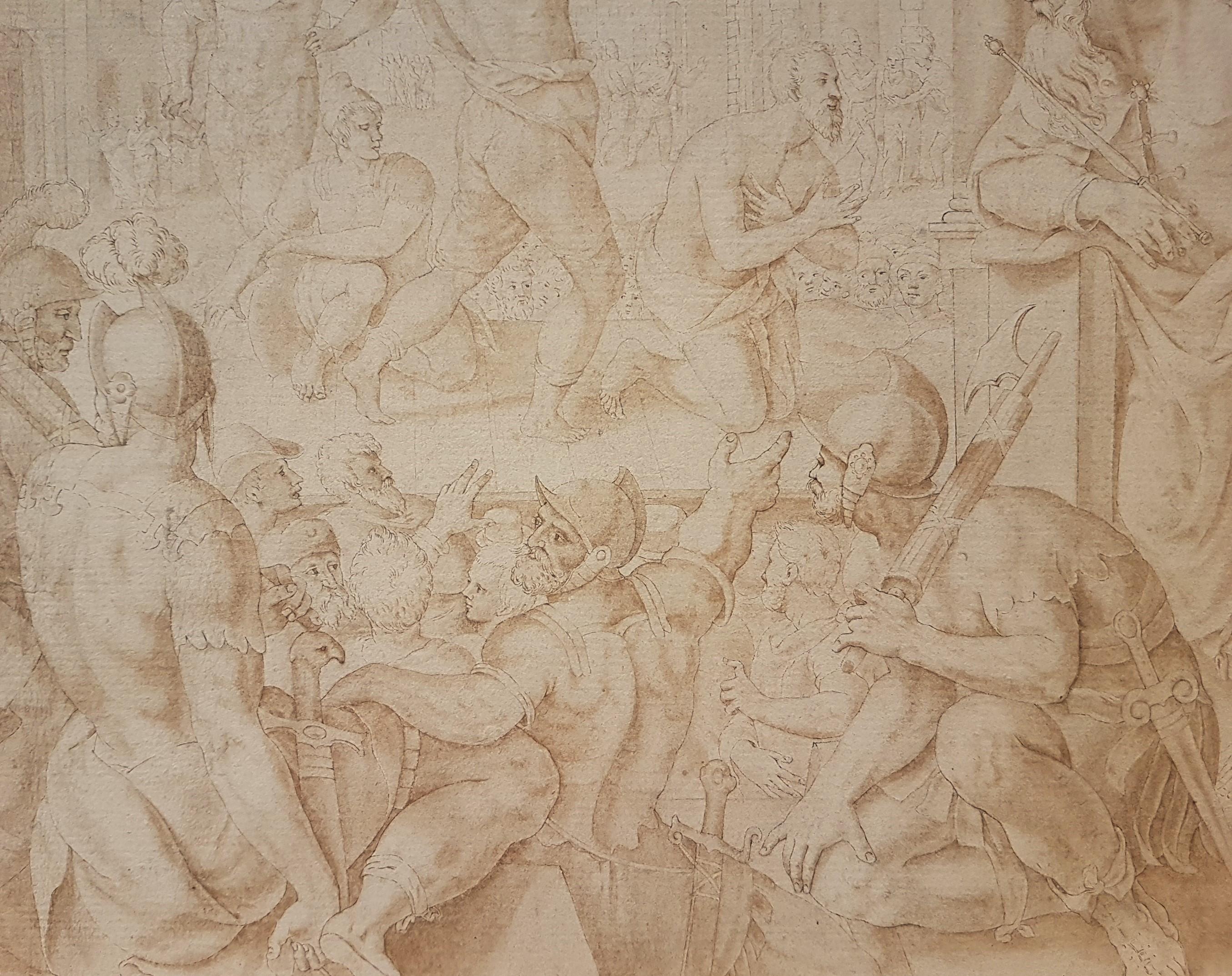 Zeichnungs Tinte 16. 17. Flämisches DE VOS Religiöses Martyrdom von James dem Großen im Angebot 1