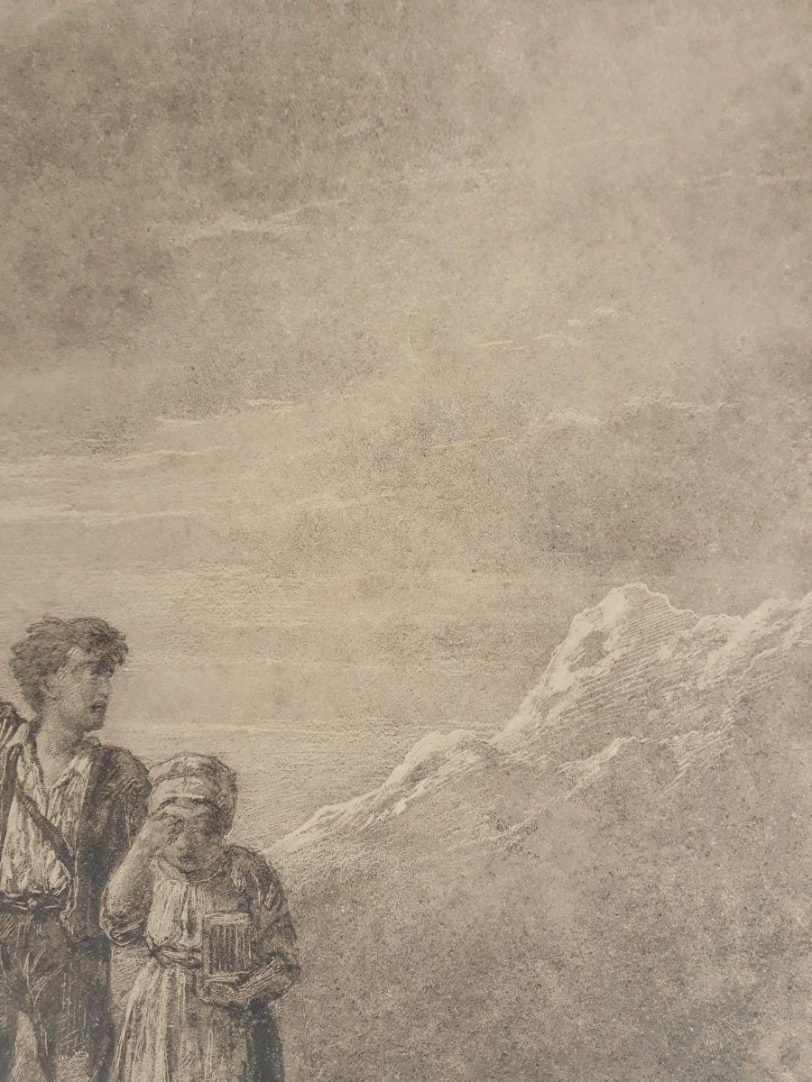Jules LAURENS Carpentras (Vaucluse), 1825 - Saint-Didier (Vaucluse), 1895 Lápiz 29 x 23 cm (36 x 30 cm con marco) Firmado y fechado abajo a la izquierda 