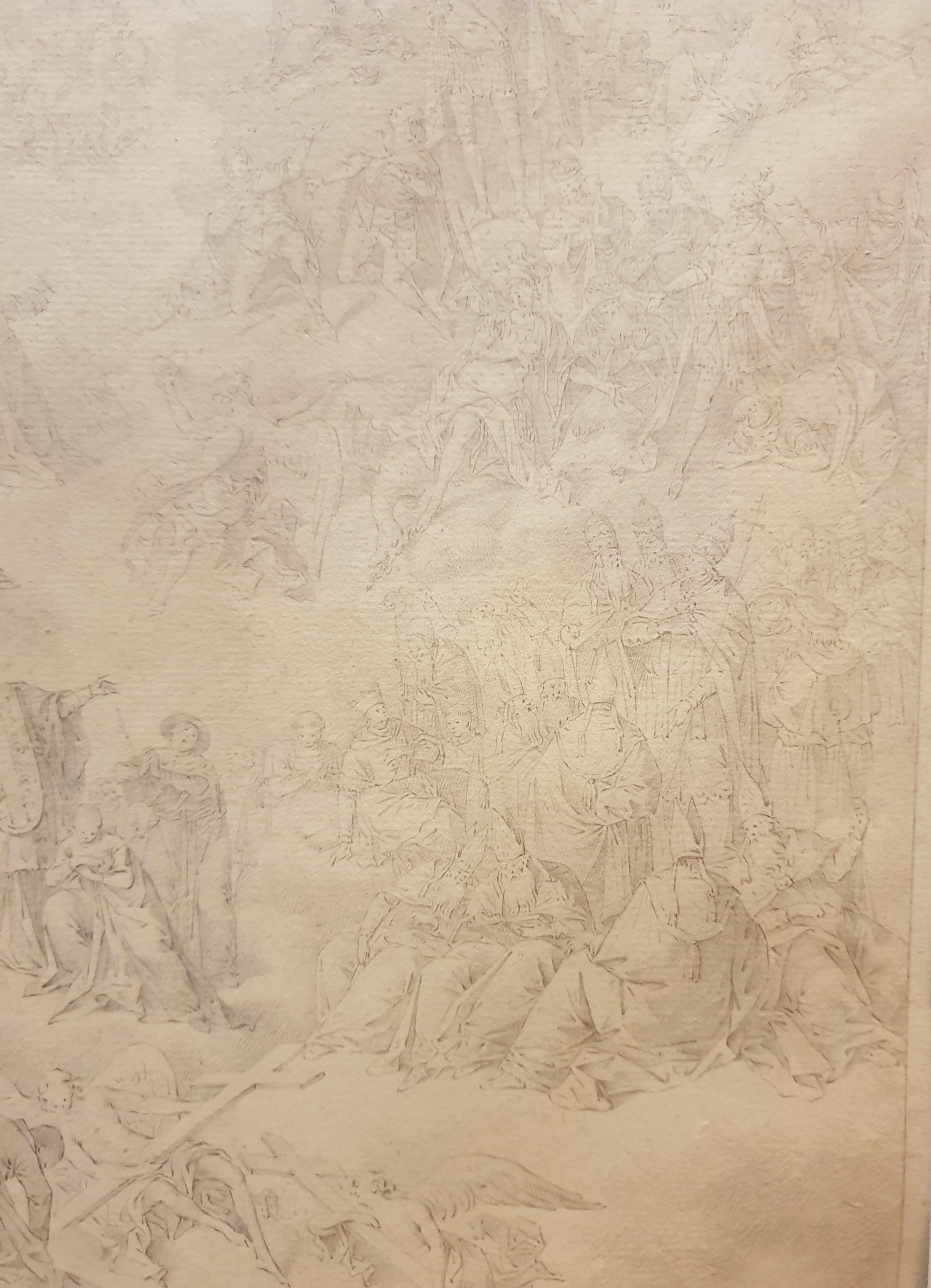 Dessin crayon carbone Croquis Religieux Saints miniaturiste allemand baroque 18ème - Baroque Art par Johann Jacob HOCH