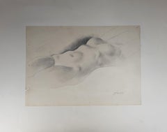 Sketch nude laid woman pencil Art deco 20th
