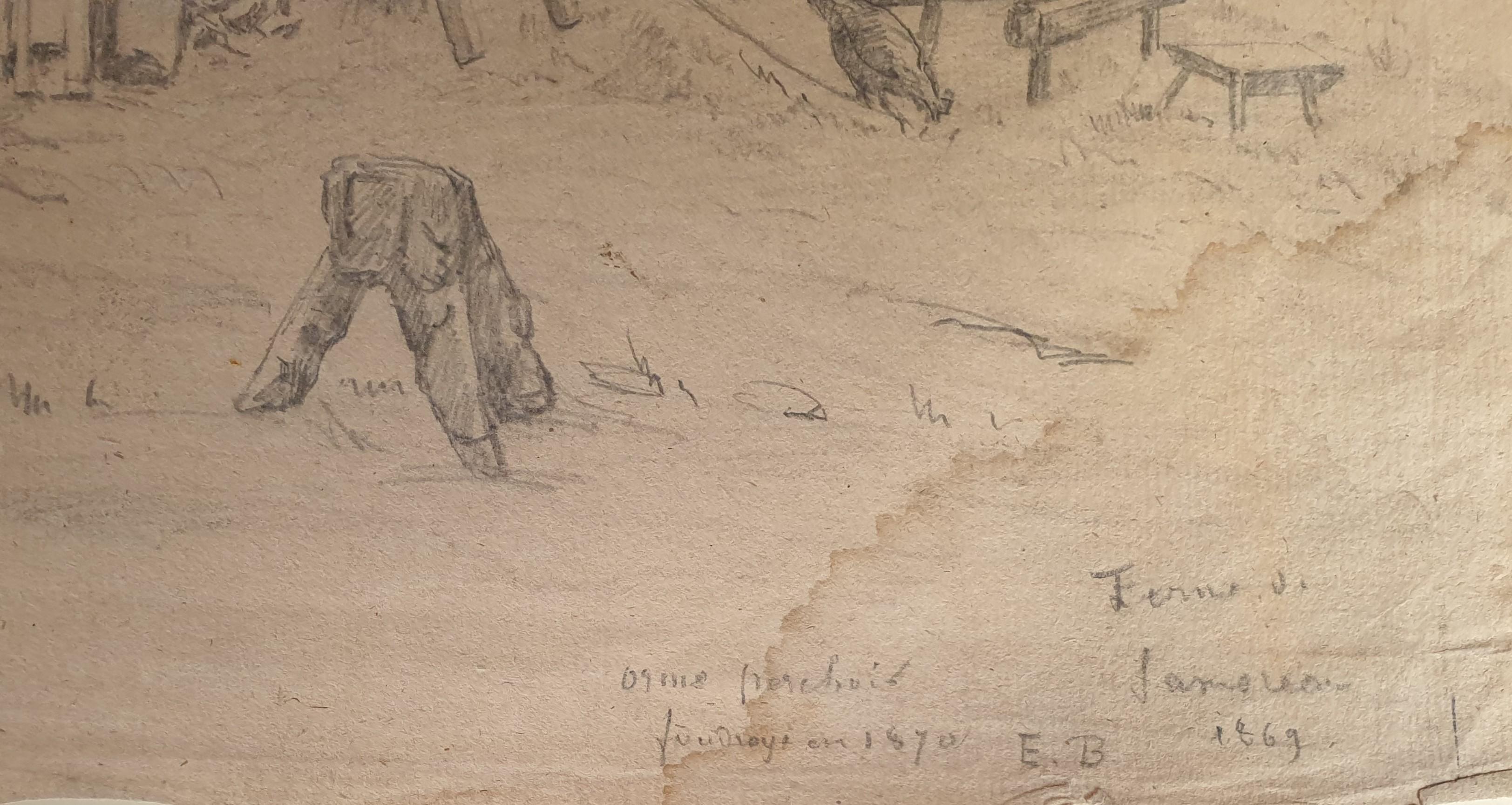 École française du 19e siècle, près de Barbizon Fontainebleau - Gris Landscape Art par Unknown
