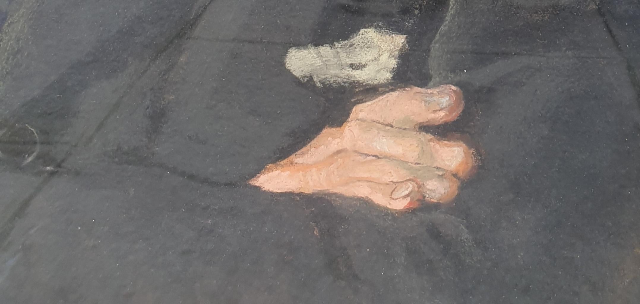 Pastellfarbenes Porträt MORSTADT mit gebogenem Mann, Art-déco-Salon de Paris 1927, 20. Jahrhundert 3