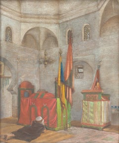 Pastello Orientalista Islam Tomba musulmana Sultano Mausoleo Preghiera Francese fine 19° secolo